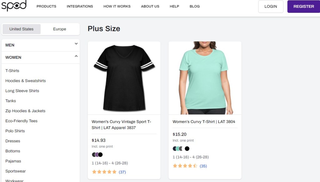 SPOD plus-size clothing print-on-demand company