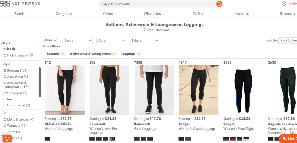 S&S Activewear yoga pants & fitness leggings dropshipping supplier