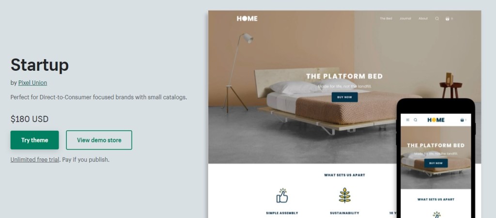 Startup Shopify theme for furniture dropshipping stores