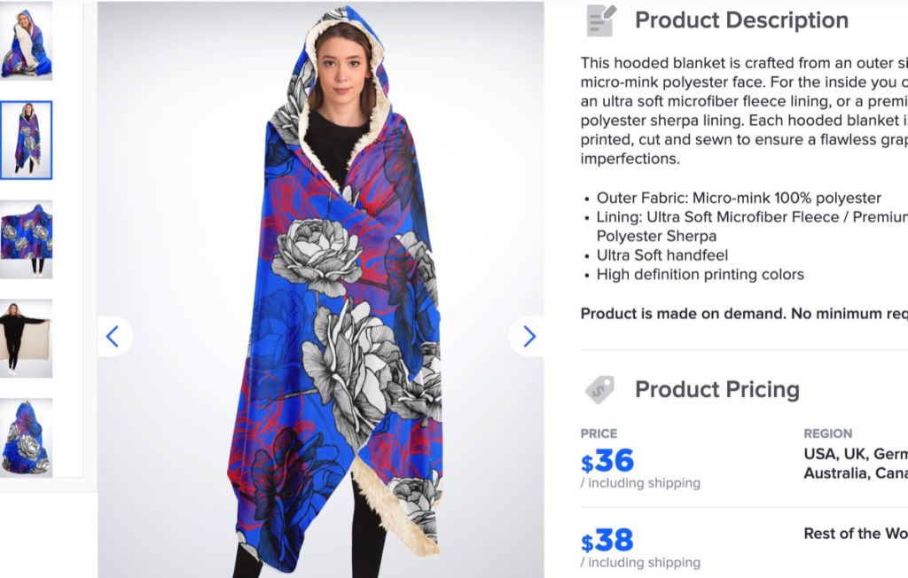 Subliminator hooded blanket print-on-demand supplier