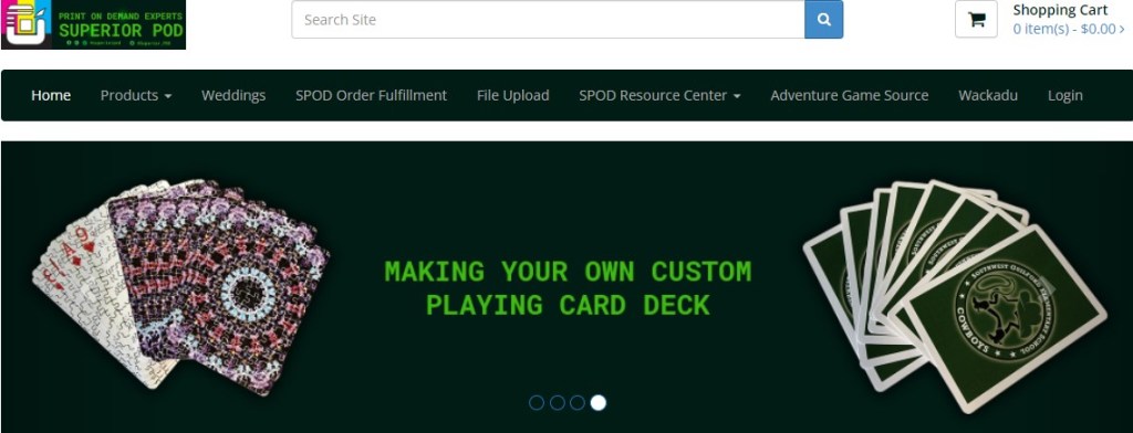 SuperiorPOD playing card deck print-on-demand company