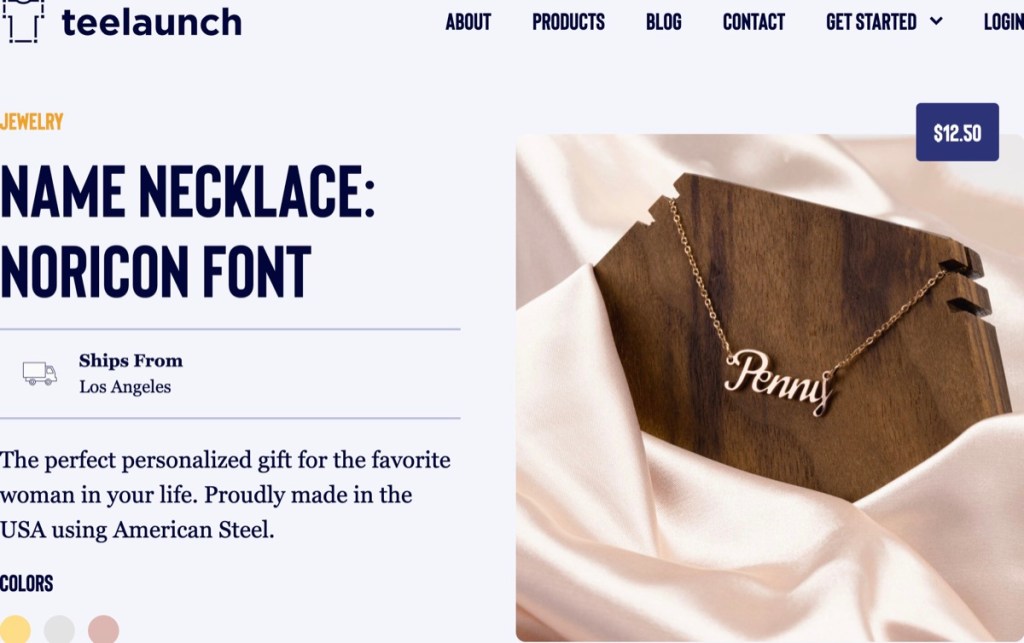 TeeLaunch jewelry print-on-demand supplier for Etsy