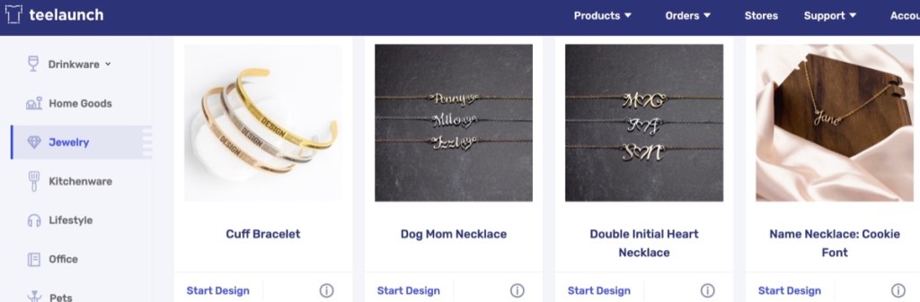 TeeLaunch jewelry print-on-demand supplier for Shopify