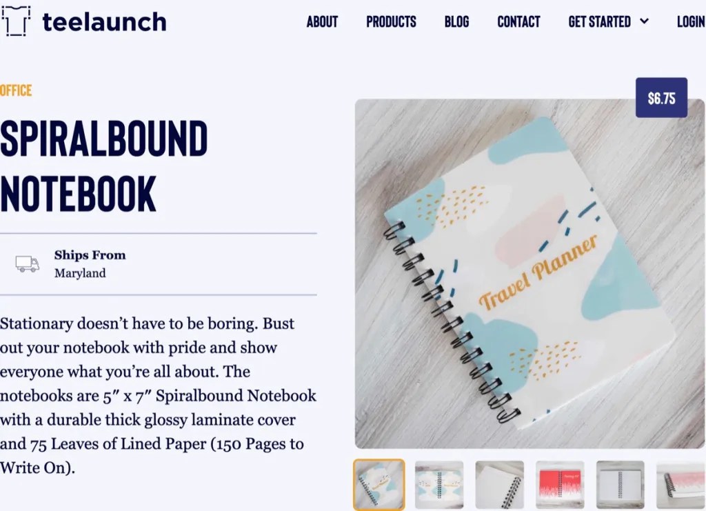TeeLaunch custom notebook & journal print-on-demand supplier for Etsy