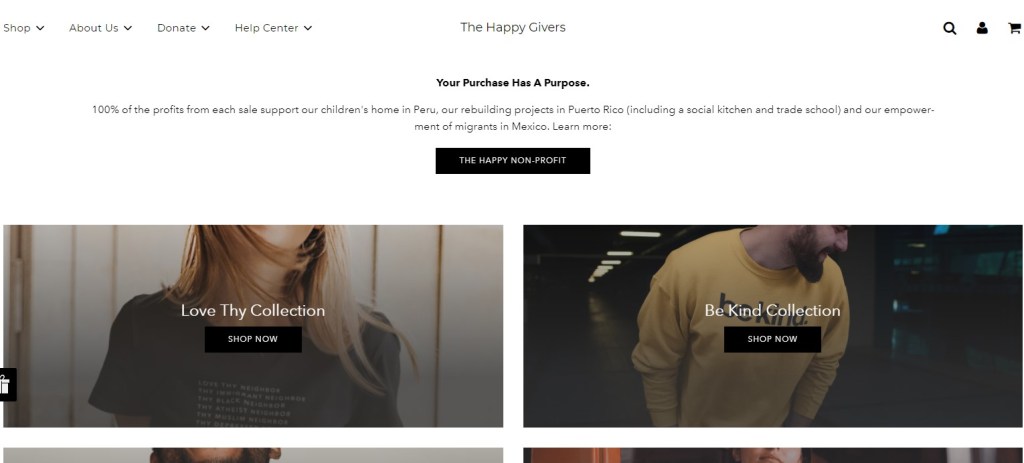 The Happy Givers print-on-demand dropshipping store