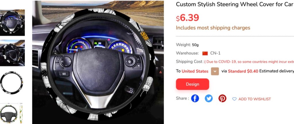 ThisNew custom car steering wheel cover print-on-demand supplier