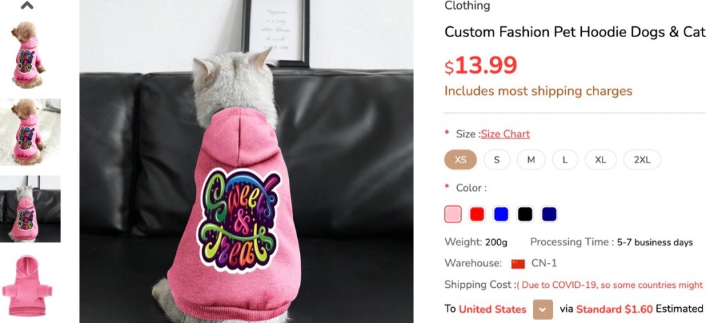 ThisNew custom pet dog/cat hoodie print-on-demand supplier