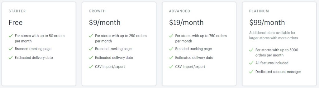 Shipway Shopify order tracking app pricing