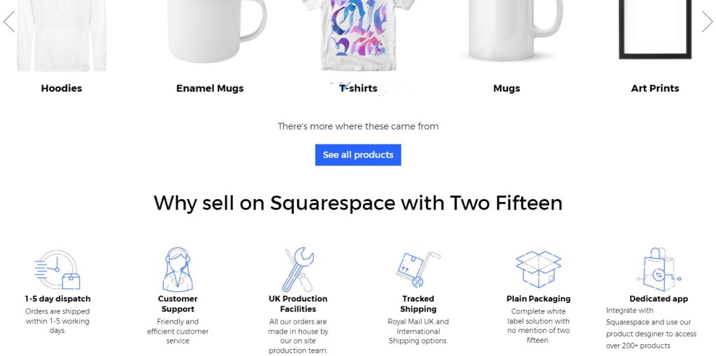 TwoFifteen Squarespace print-on-demand company