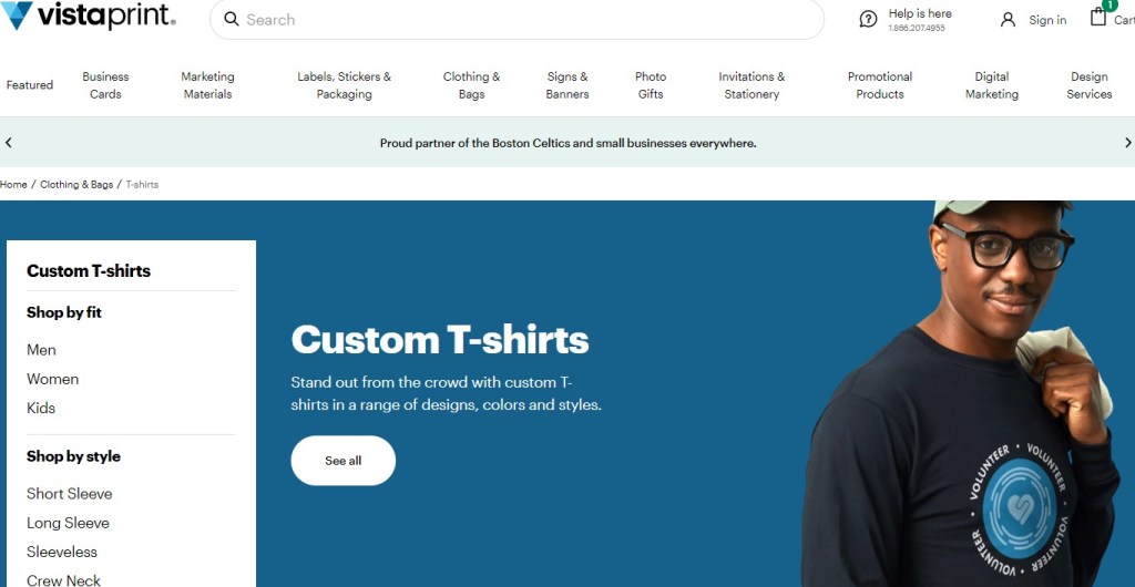 VistaPrint one of the cheapest online custom t-shirt printing companies