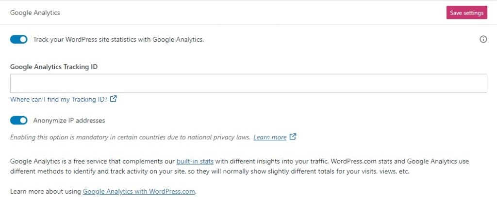 Connect WordPress.com to Google Analytics