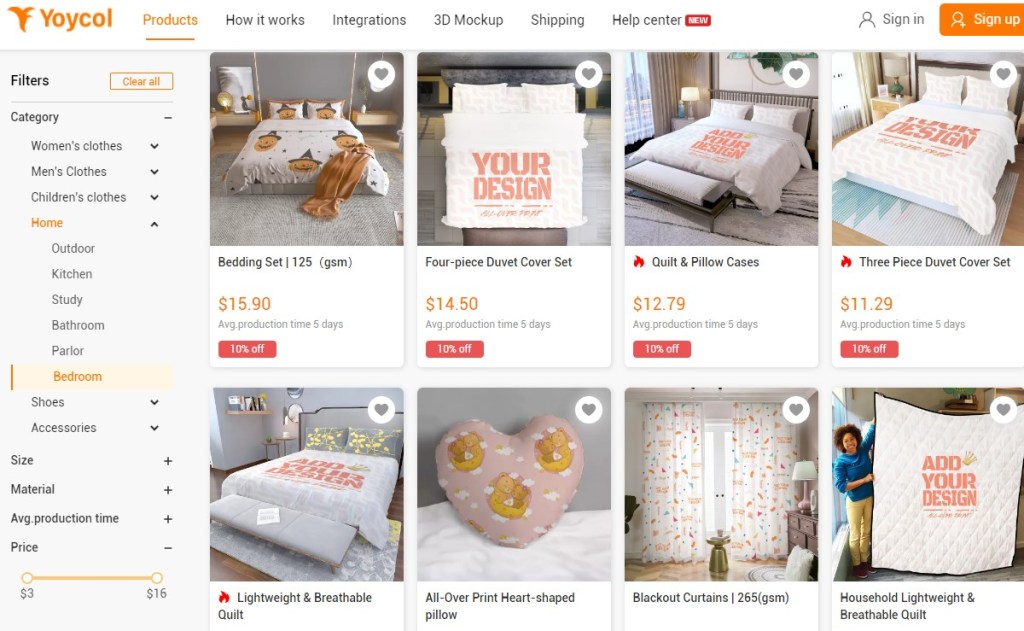 Yoycol bedding & blanket print-on-demand company