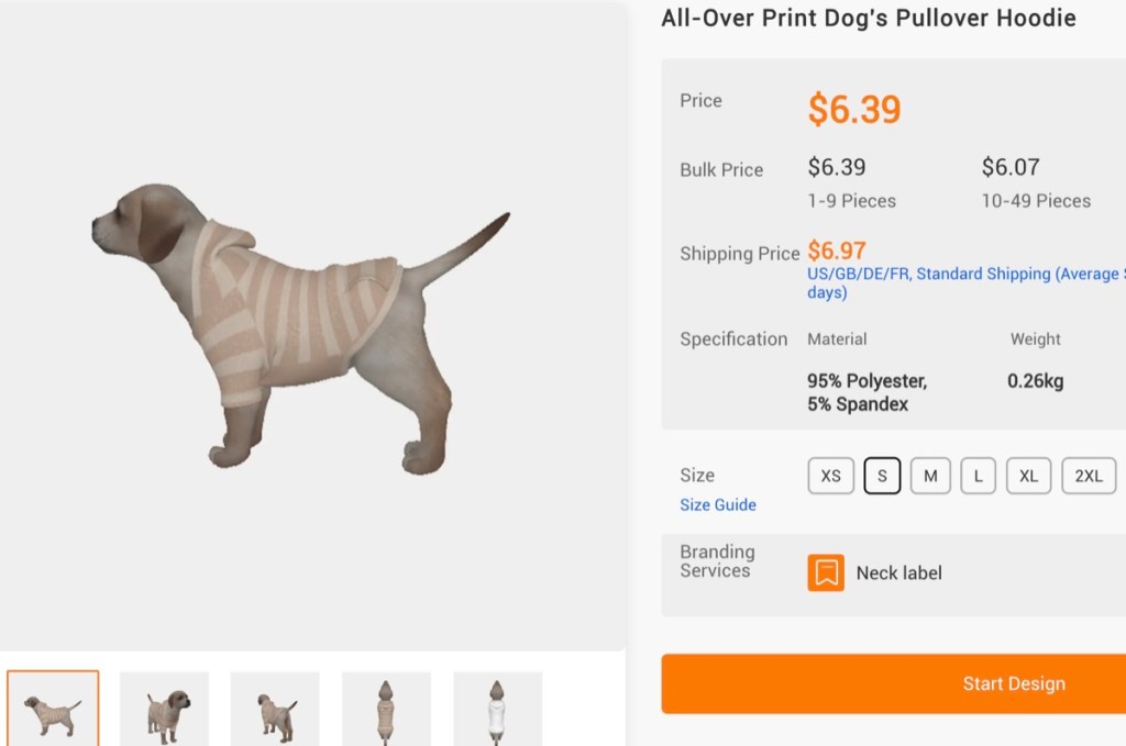 Yoycol custom pet dog/cat hoodie print-on-demand supplier