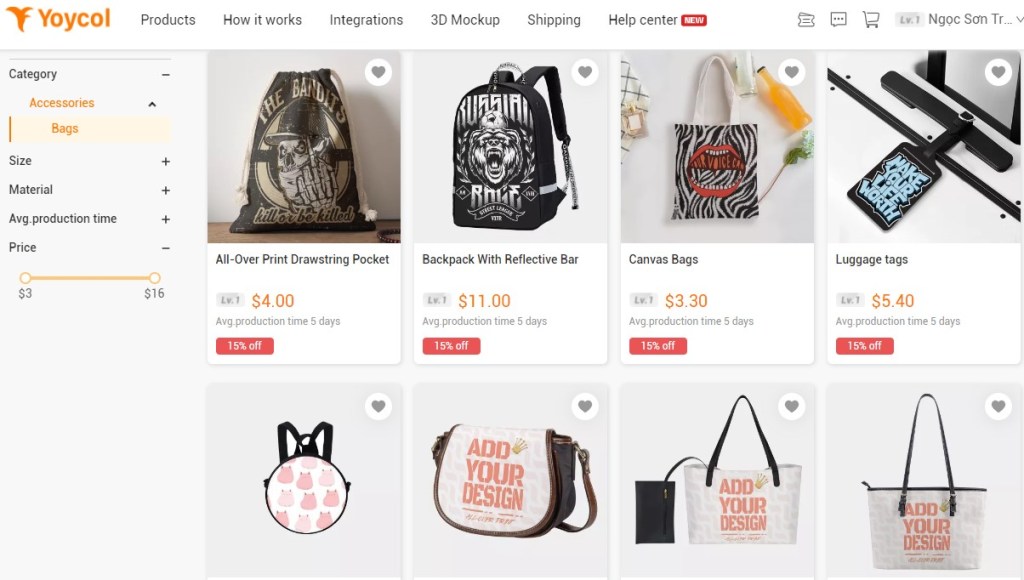 Yoycol tote, bag, & backpack print-on-demand company